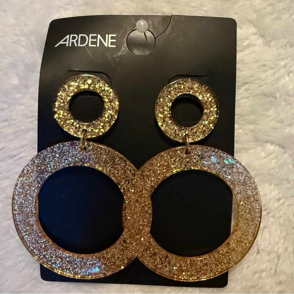 Ardene Gold Glitter Hoop Earrings